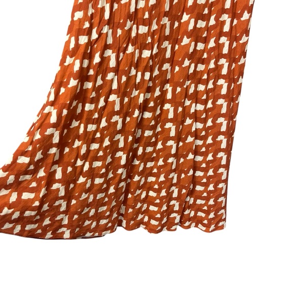 Zara Orange Terracotta Beaded Print Maxi Skirt Linen Blend Size Small - Picture 8 of 11
